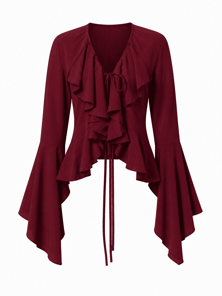 Ruffled Flare Sleeve Blouse for Elegant Style