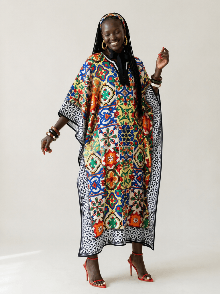 Chic Printed Kaftan Maxi Dress for Vibrant Styles