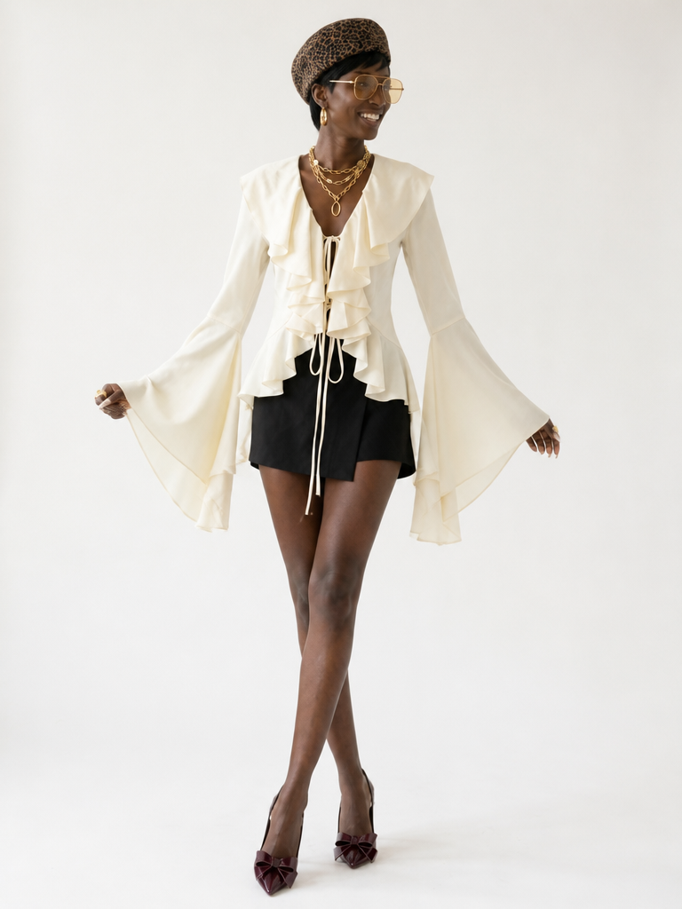 Ruffled Flare Sleeve Blouse for Elegant Style