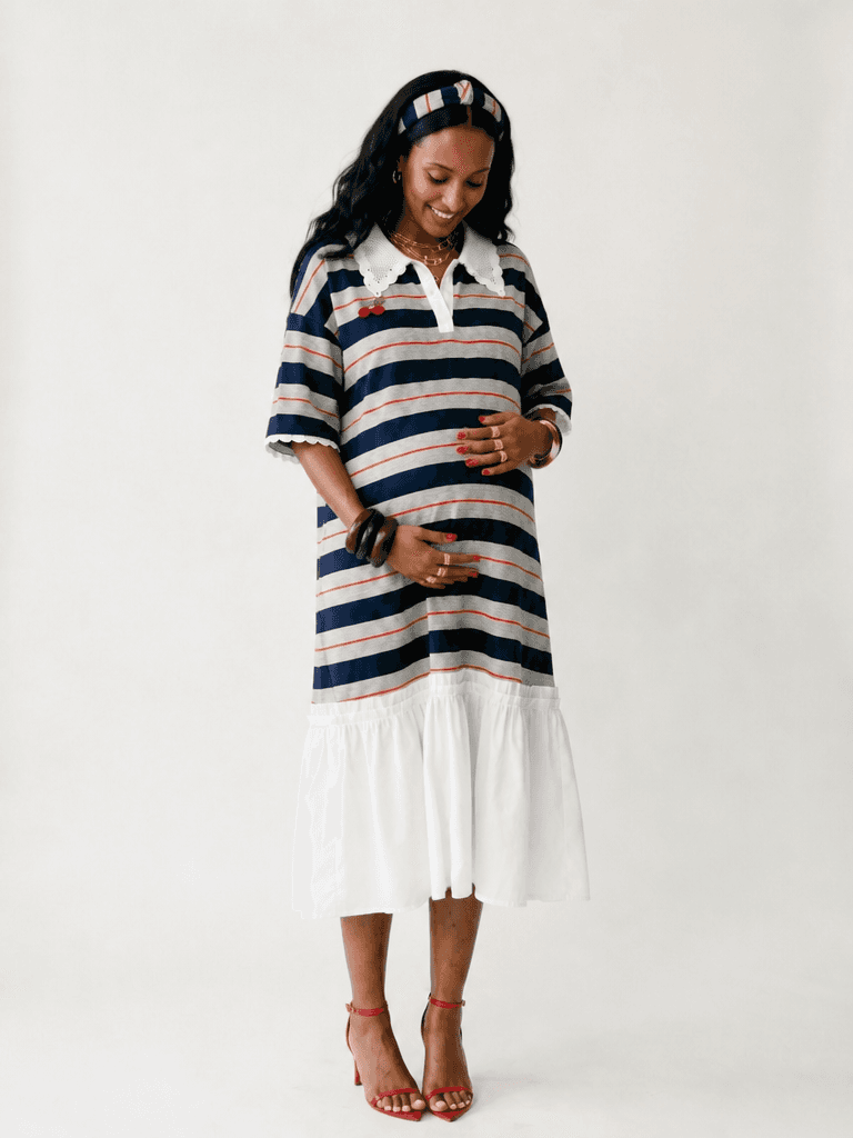 Liberated Striped Ruffled T-Shirt Dress for Confident Style