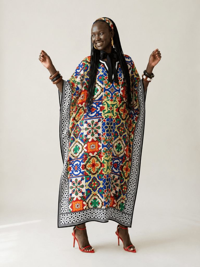 Chic Printed Kaftan Maxi Dress for Vibrant Styles