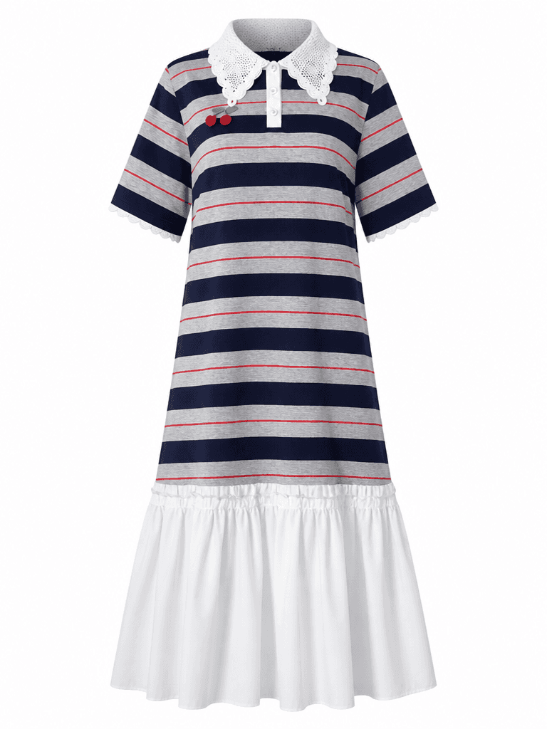 Liberated Striped Ruffled T-Shirt Dress for Confident Style