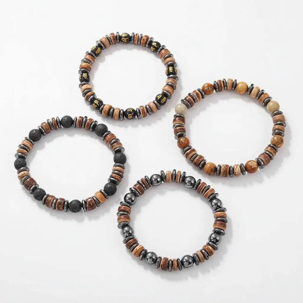 Natural Coconut Shell Bracelet for Men - Bohemian Style