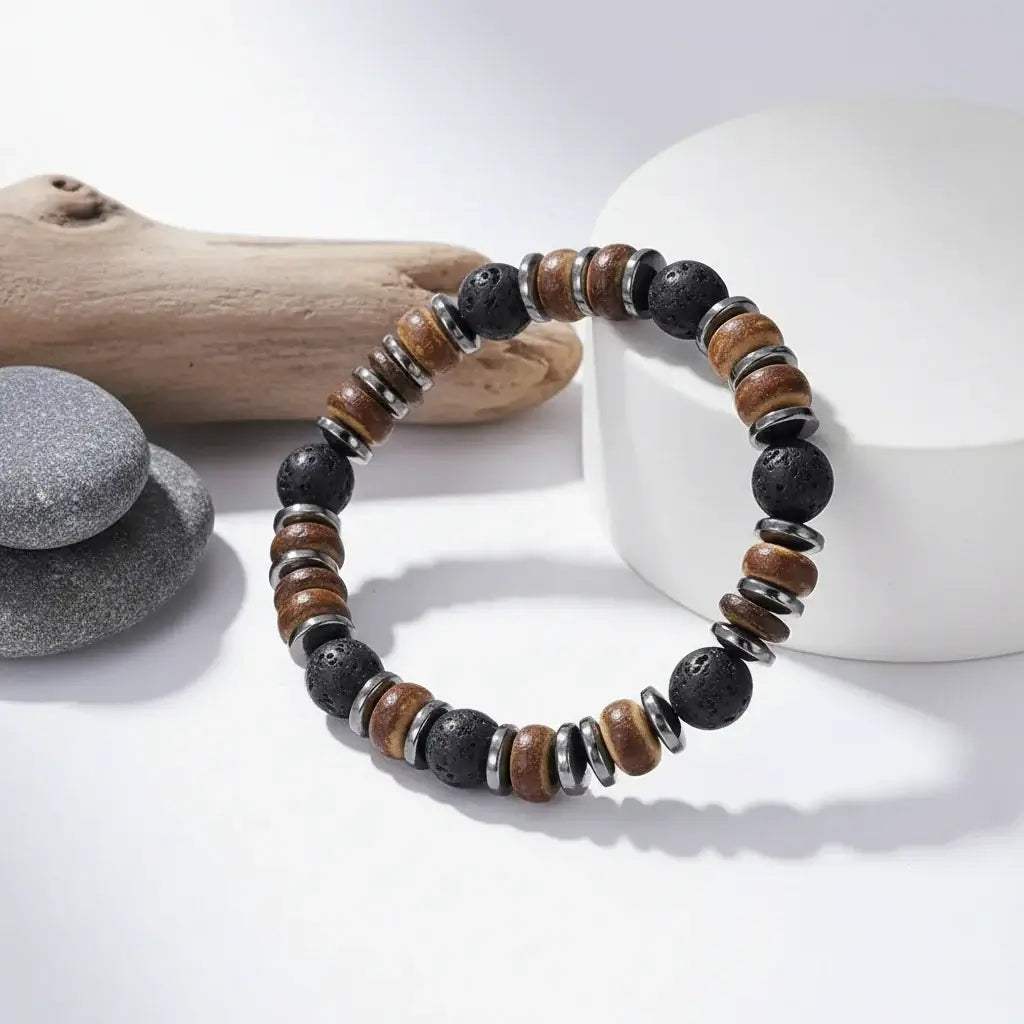 Natural Coconut Shell Bracelet for Men - Bohemian Style