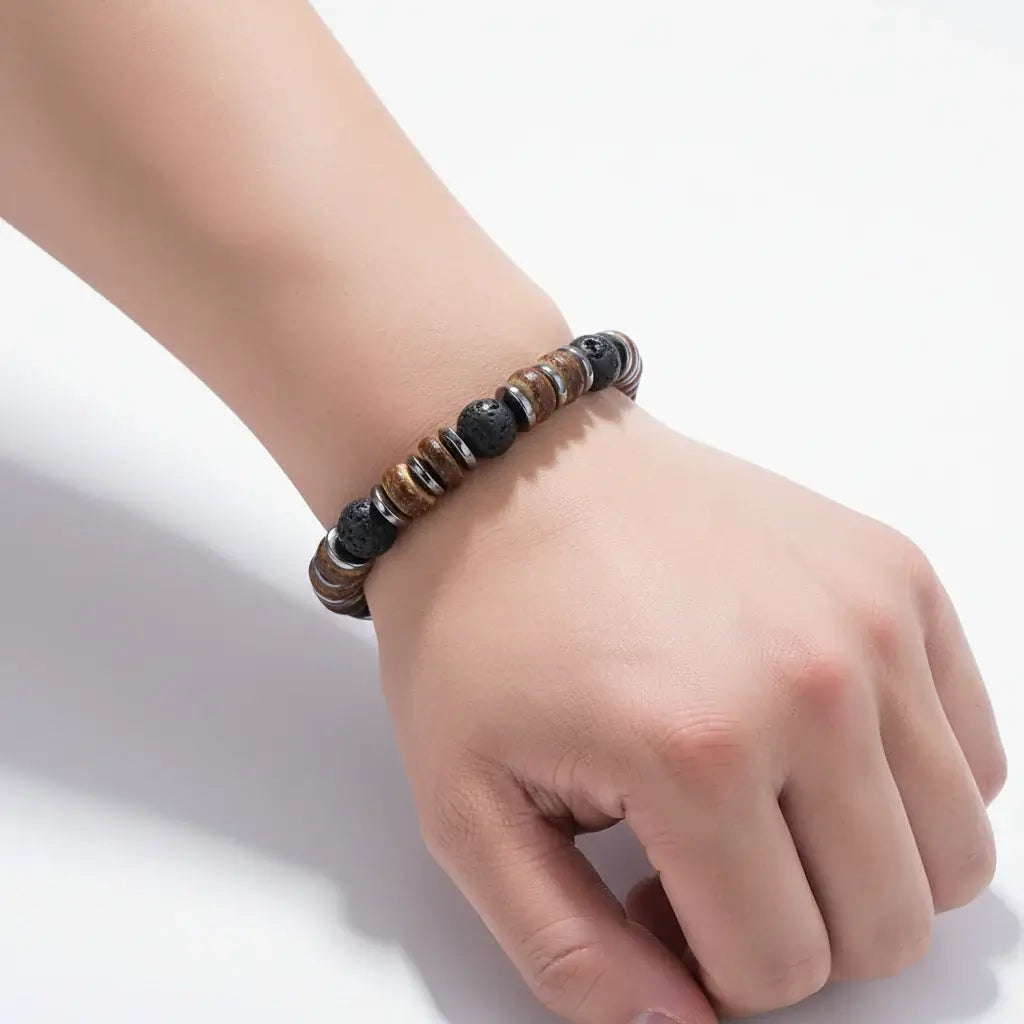 Natural Coconut Shell Bracelet for Men - Bohemian Style