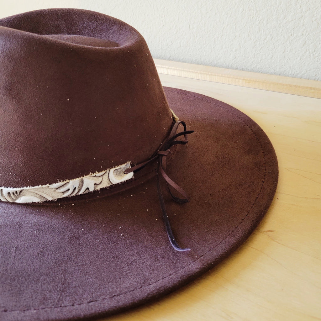 Sandy White Floral Embossed Leather Hat Band Only 951cc