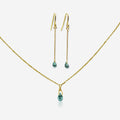 Green Apatite Jewelry Set | Earrings & Necklace | 14K Gold
