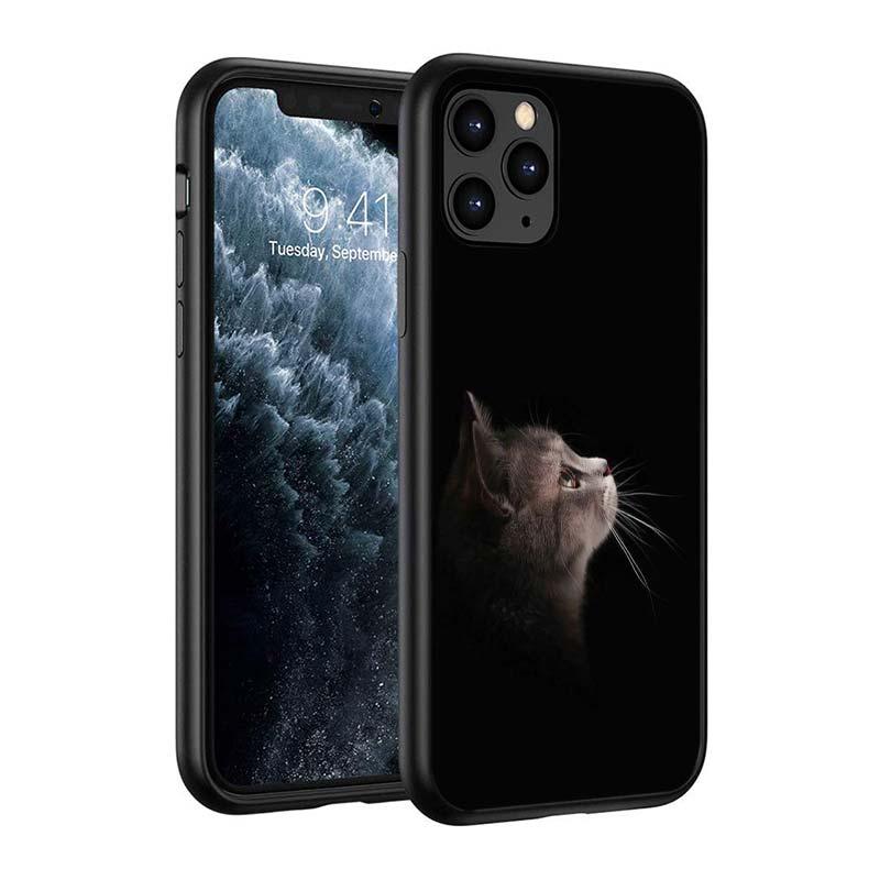 Black Big Eye Cat Cover Phone Case For iPhone 14 13 12 11 Pro Max Mini XS Max X XR Silicone Black Anti-Fingerprint Anti-Fall Clear Soft Anti-Yellow Cover Silicone Case by Stevvex