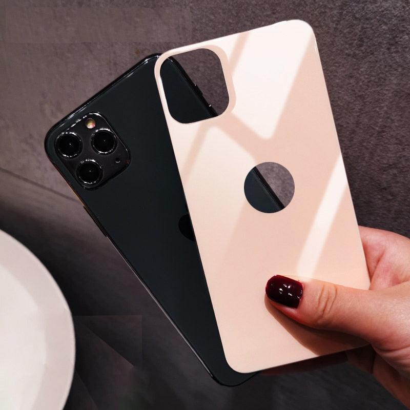 Back 9H Tempered Glass For iPhone 14 Plus 13 12 mini 11 Pro X XR XS Max Rear Screen Protector Protective Film Gold Black White Anti Scratch Edge to Edge Coverage Back Glass for iPhone by Stevvex