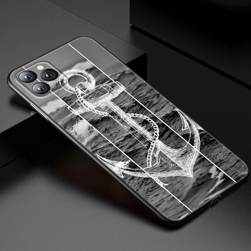 Anchor Boat Ship Wheel Phone Case For iPhone 13 12 Mini 11 Pro XS Max XR X 8 7 6S 6 Plus 5S 5 SE 2020 Black Cover Custom Anchor Hard Back Cover Case by Stevvex