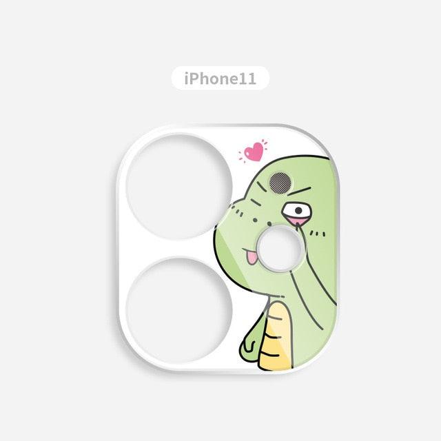 Cute Cartoon Camera Protector Case For iPhone 13 12 11 Pro Max Camera lens Cover Glass For iphone 12 13 mini Protection Sticker Aluminum Alloy Lens Protective Ring For Camera Protection by Stevvex