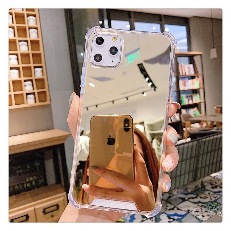 Luxury Mirror Phone Case For iPhone 14 13 12 11 Pro XS MAX XR Shockproof Back Cover Case For iPhone 7 8 6s 6 s plus Protective Case Hard Back Soft Bumper Anti-Scratch Phone Cover For Girls by Stevvex