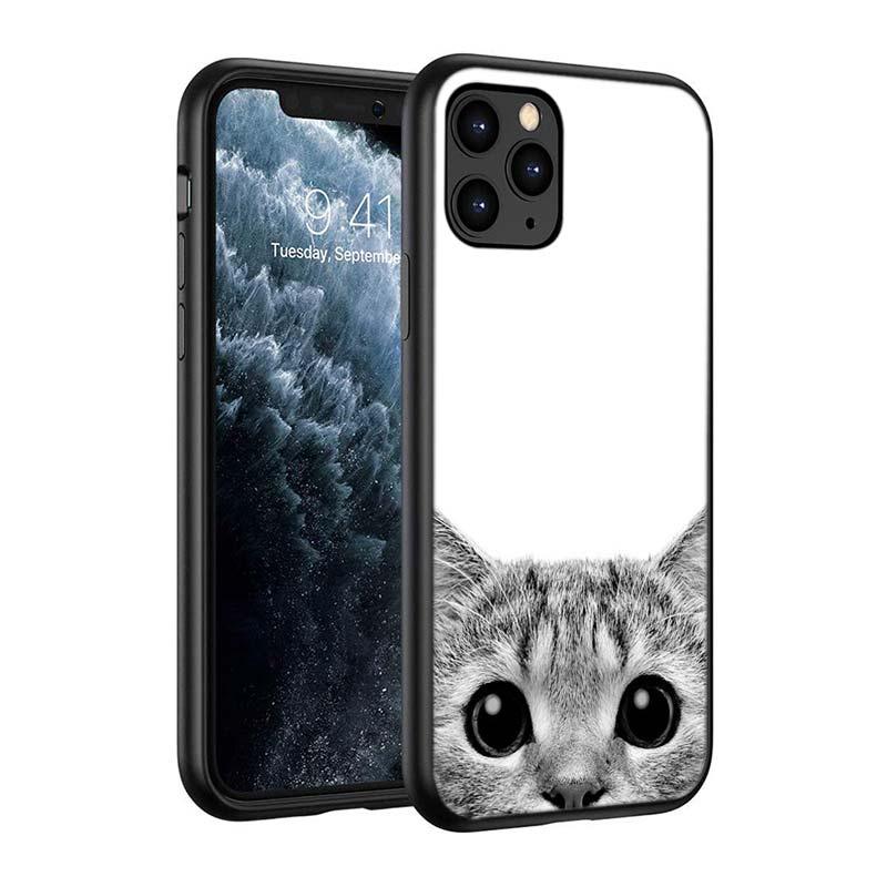 Black Big Eye Cat Cover Phone Case For iPhone 14 13 12 11 Pro Max Mini XS Max X XR Silicone Black Anti-Fingerprint Anti-Fall Clear Soft Anti-Yellow Cover Silicone Case by Stevvex