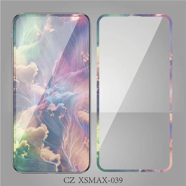 Fashion Sky Flowers Pattern Tempered Glass For iPhone 11 Pro Max Screen Protector Film for iPhone X XS XR XS Max 3D Full Cover Tempered Glass Screen Protector for iPhone by Stevvex