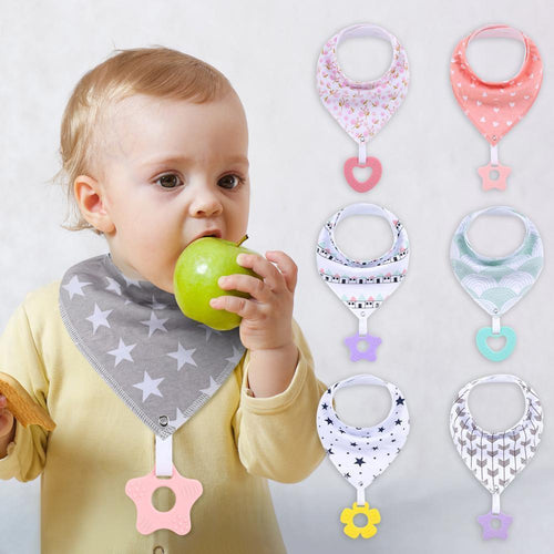 100% Organic Cotton Super Absorbent And Soft Unisex Baby Bandana Drool Bibs And Teething Toys For Newborn by Stevvex