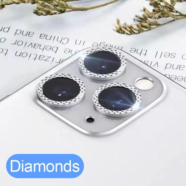 High quality For iPhone 12 Pro Max Metal Ring Tempered Glass Full Cover Camera Lens For iPhone 13 14 Pro Max Mini Protective Cap Camera Lens Protector Compatible with iPhone by Stevvex