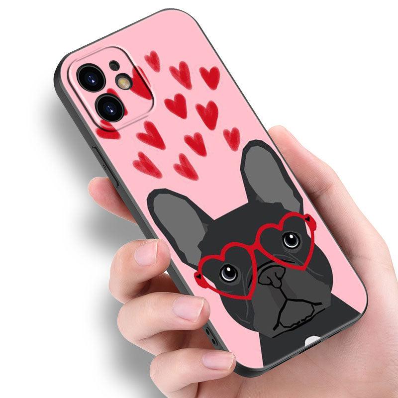 Cute Frenchie Puppy Phone Case For Iphone 14 13 12 Mini 11 Pro Max 7 8 Xr X Xs 7 8 Plus Se 2020 2022 Cover Cute Slim Phone Transparent Soft Elastic Silicone Cover by Stevvex