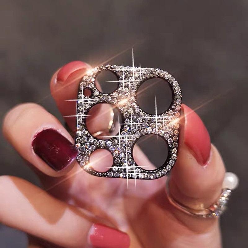 Camera Lens Metal Protector For iPhone 14 13 12 11 Pro Max Hollow Glitter Rhinestones Camera Protector For iPhone 12 13 Mini 14 Diamond Camera Lens Protection Decorations Lens Protector Cover for iPhone by Stevvex
