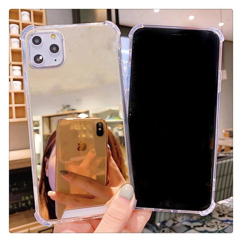 Luxury Mirror Phone Case For iPhone 14 13 12 11 Pro XS MAX XR Shockproof Back Cover Case For iPhone 7 8 6s 6 s plus Protective Case Hard Back Soft Bumper Anti-Scratch Phone Cover For Girls by Stevvex
