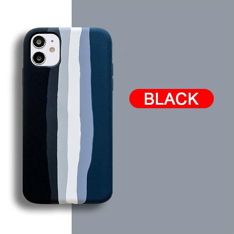 Luxury Rainbow Silicone Case For iPhone 11 X Xr Xs Max Case 12 11 Pro Max 6 6s 7 8 Plus Modern Colorful Shockproof Back Cover Rainbow Color Soft Silicon Back Cover Case by Stevvex