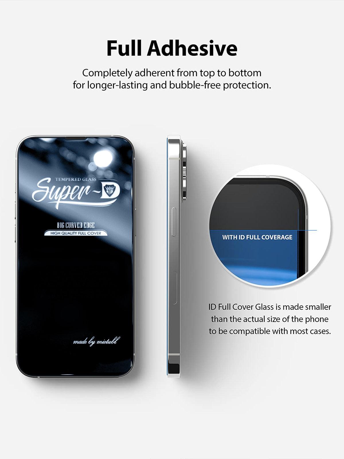 2PCS Super Glass for iphone 14 13 Pro Max screen protector best Oleophobic Coating 2.5D edge full glue cover for iPhone 14 13 mini Black Edge 9H Tempered Glass Film Case-Friendly HD Clear Screen Protector For iPhone by Stevvex