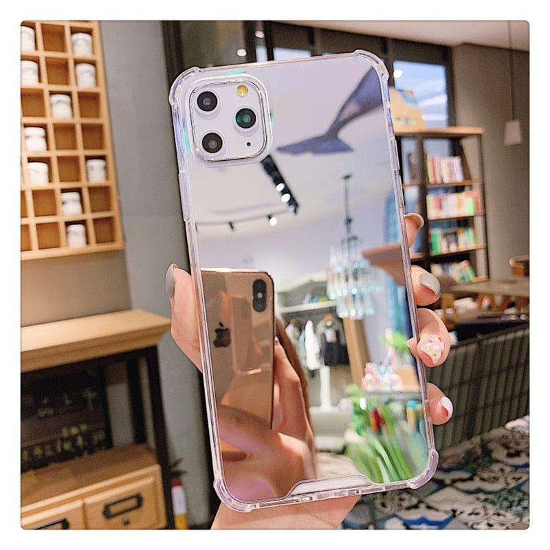 Luxury Mirror Phone Case For iPhone 14 13 12 11 Pro XS MAX XR Shockproof Back Cover Case For iPhone 7 8 6s 6 s plus Protective Case Hard Back Soft Bumper Anti-Scratch Phone Cover For Girls by Stevvex