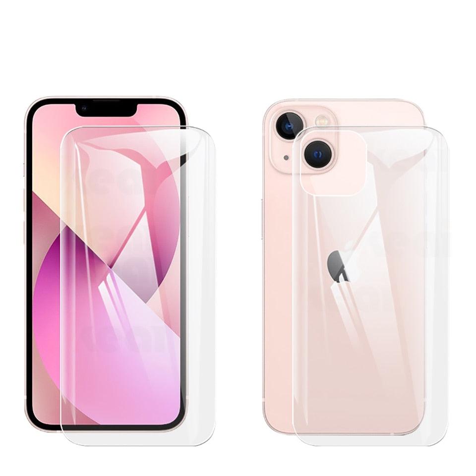 Full Cover iPhone 14 13 11 12 XS MAX XR X 7 8 6 6S SE Pro MAX Plus Mini Soft Back Phone Screen Protector Anti Bubble/Scratch Ultra Thin Tempered Glass Screen Protector by Stevvex