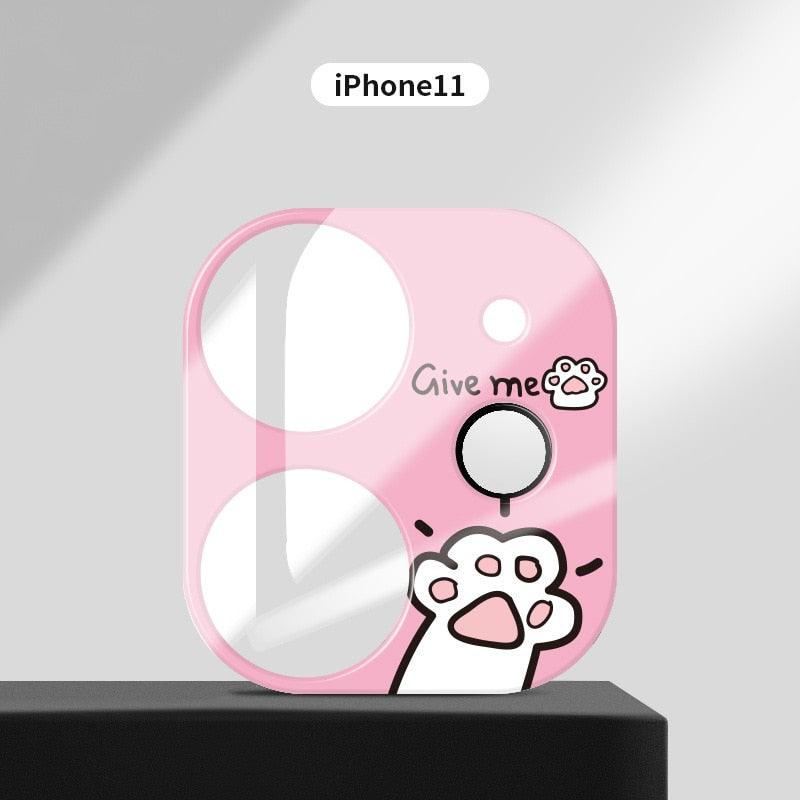 Cute Cartoon Camera Protector Case For iPhone 13 12 11 Pro Max Camera lens Cover Glass For iphone 12 13 mini Protection Sticker Aluminum Alloy Lens Protective Ring For Camera Protection by Stevvex