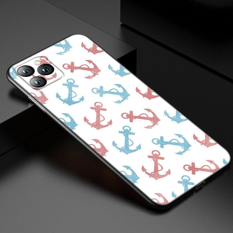 Anchor Boat Ship Wheel Phone Case For iPhone 13 12 Mini 11 Pro XS Max XR X 8 7 6S 6 Plus 5S 5 SE 2020 Black Cover Custom Anchor Hard Back Cover Case by Stevvex