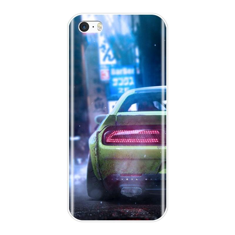 Cute Clear Flexible Silicone Auto Boys Design Back Cover For iPhone 5 S 5C 5S SE Car Sports Car Cool Men Fashion Silicone Soft Phone Case For iPhone 4 S 4S Case by Stevvex