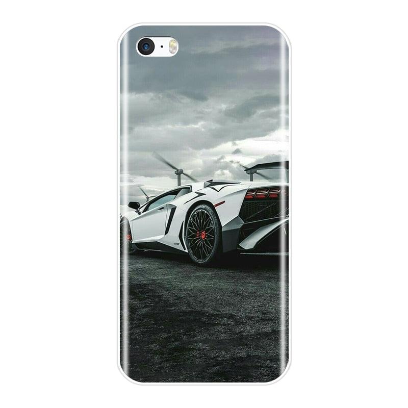 Cute Clear Flexible Silicone Auto Boys Design Back Cover For iPhone 5 S 5C 5S SE Car Sports Car Cool Men Fashion Silicone Soft Phone Case For iPhone 4 S 4S Case by Stevvex