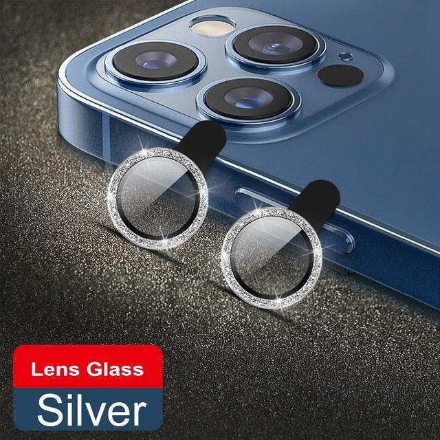 Glitter Diamond Camera Lens Protector For Iphone 13 Pro Max Mini Camera Metal Ring Glass For Iphone 12 11 Pro Max Protective Cap Diamond Glitter Camera Lens Protector On For Iphone by Stevvex