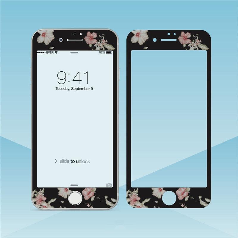 Flowers Cartoon Screen Protector For iPhone 13 12 11 Pro Max Soft Edge Tempered Glass on For iPhone XS MAX XR 7 8 PLUS Lovely Easy Installation Frame 9H Hardness Full Coverage Bubble Free Cute Lovely Cherry Blossom Design Glass For iPhone by Stevvex