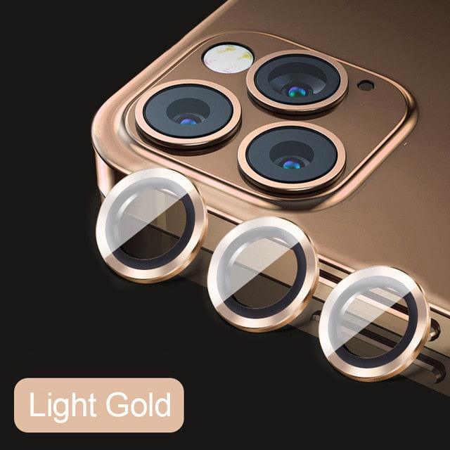 High quality For iPhone 12 Pro Max Metal Ring Tempered Glass Full Cover Camera Lens For iPhone 13 14 Pro Max Mini Protective Cap Camera Lens Protector Compatible with iPhone by Stevvex