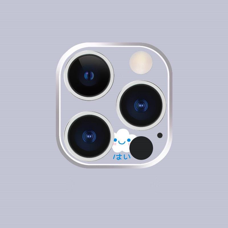 Cute Cartoon Camera Protector Case For iPhone 13 12 11 Pro Max Camera lens Cover Glass For iphone 12 13 mini Protection Sticker Aluminum Alloy Lens Protective Ring For Camera Protection by Stevvex