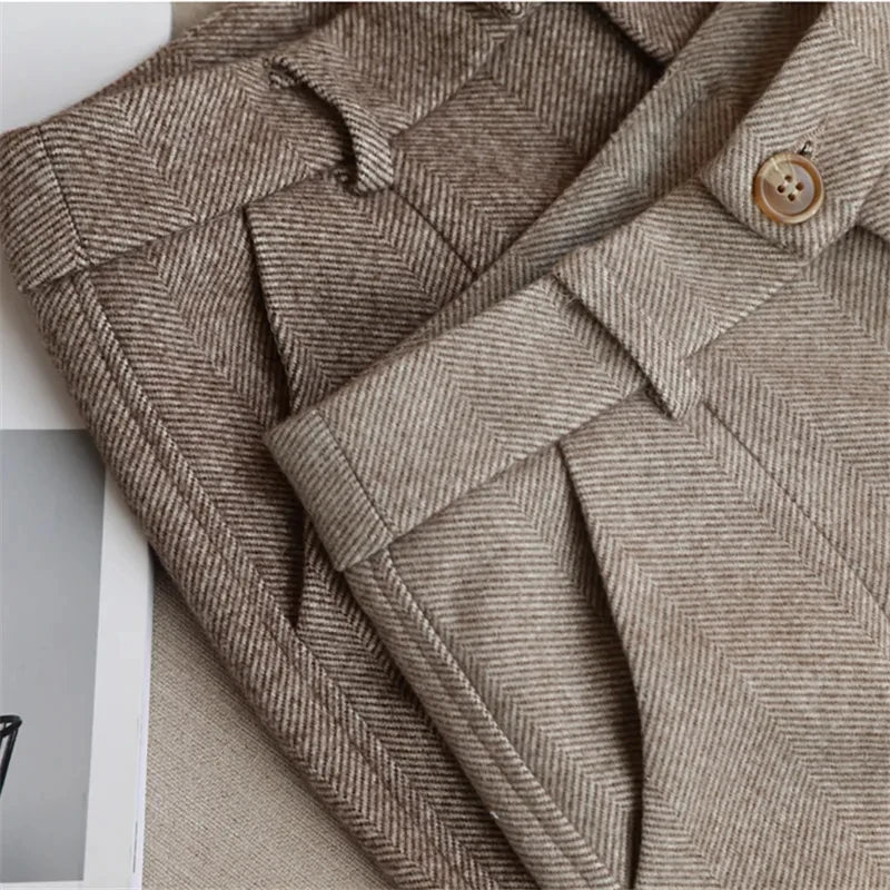 Woolen Pants Women's Harem Pencil Pants 2026 Autumn Winter High Waisted Casual Suit Pants Office Lady Women Trousers