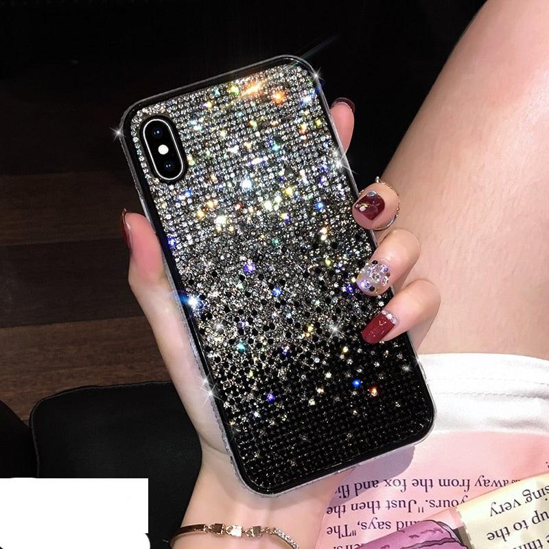 Luxury Shiny Glitter Diamond Phone Case For iPhone 14 13 12 11 Pro Max X Xr Xs 7 8 Plus Fashion Glitter Sparkle Crystal Rhinestone Protective Cover With Soft Case For iPhone by Stevvex