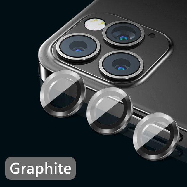 High quality For iPhone 12 Pro Max Metal Ring Tempered Glass Full Cover Camera Lens For iPhone 13 14 Pro Max Mini Protective Cap Camera Lens Protector Compatible with iPhone by Stevvex