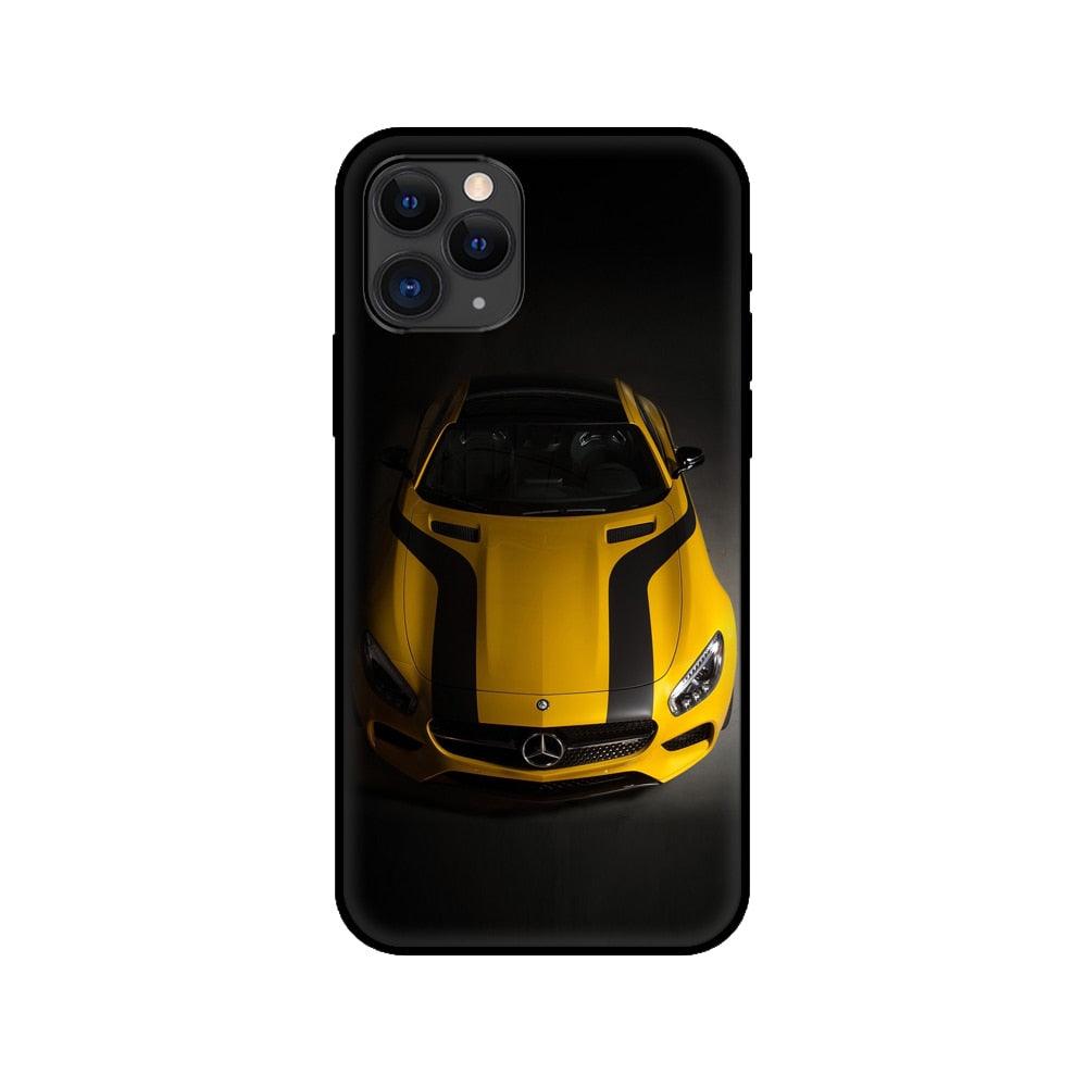 Black Case For Iphone 5 5s SE 2020 6 6s 7 8plus x 10 XR XS 11 12 13 Mini Pro MAX Silicon Cover Car Design Matte Black Silicone Back Cover For iPhone by Stevvex