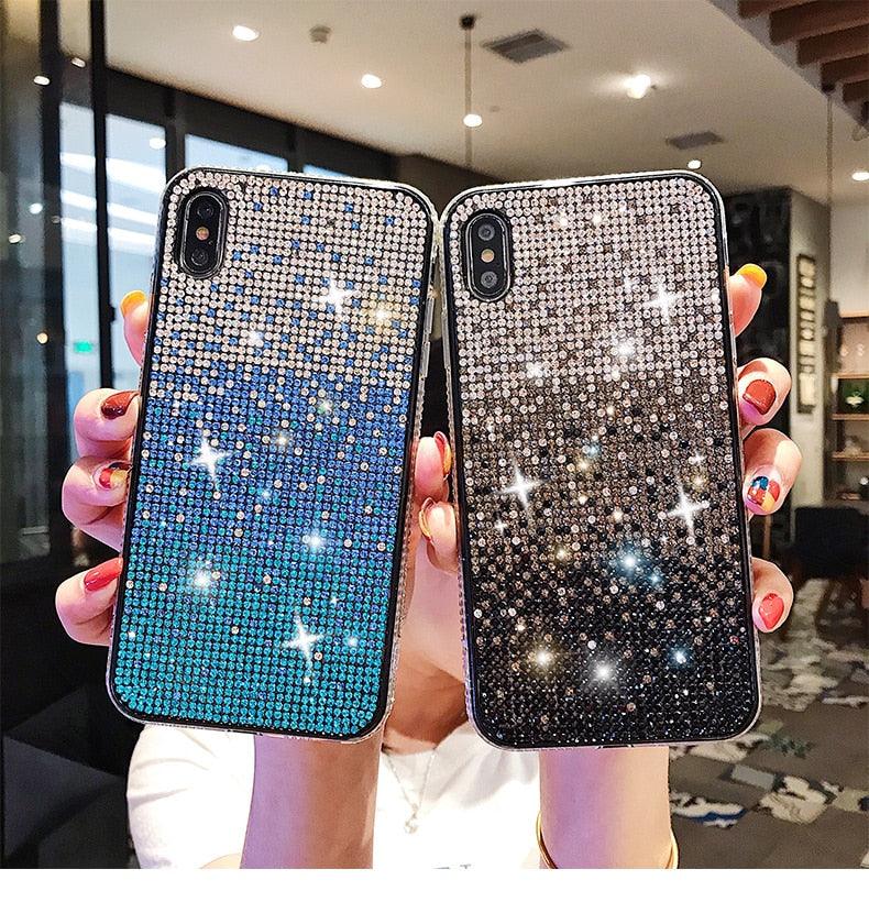 Luxury Shiny Glitter Diamond Phone Case For iPhone 14 13 12 11 Pro Max X Xr Xs 7 8 Plus Fashion Glitter Sparkle Crystal Rhinestone Protective Cover With Soft Case For iPhone by Stevvex