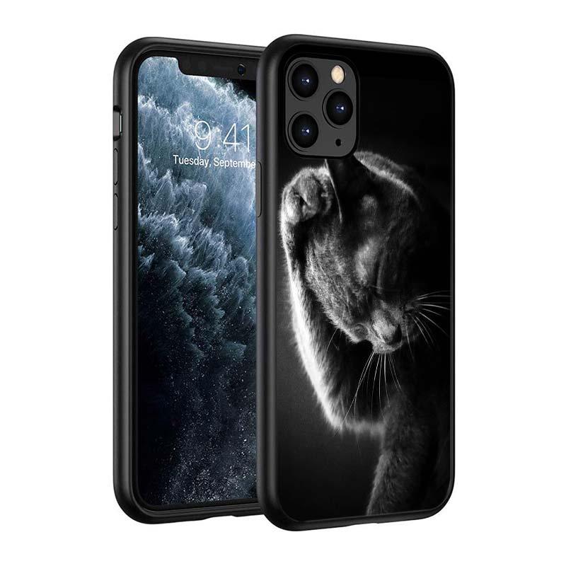 Black Big Eye Cat Cover Phone Case For iPhone 14 13 12 11 Pro Max Mini XS Max X XR Silicone Black Anti-Fingerprint Anti-Fall Clear Soft Anti-Yellow Cover Silicone Case by Stevvex
