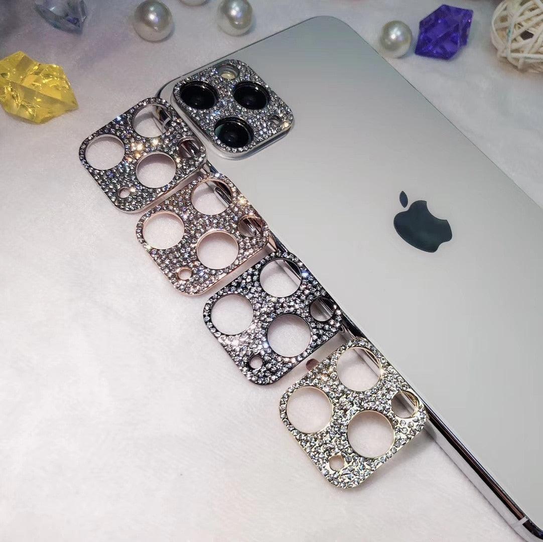 Camera Lens Metal Protector For iPhone 14 13 12 11 Pro Max Hollow Glitter Rhinestones Camera Protector For iPhone 12 13 Mini 14 Diamond Camera Lens Protection Decorations Lens Protector Cover for iPhone by Stevvex