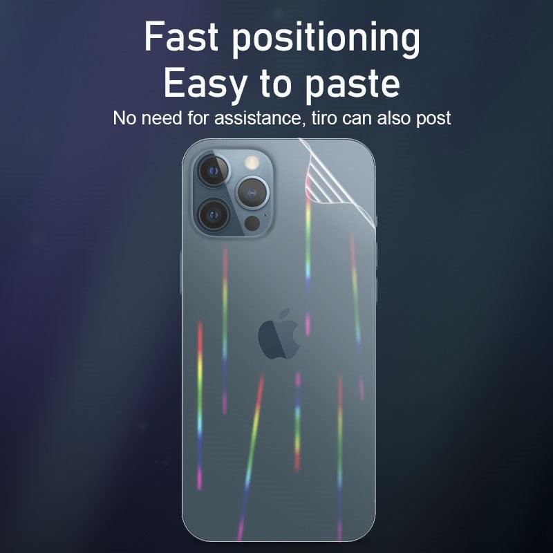 Gradient Laser Aurora Hydrogel Film For iPhone 13 11 12 Pro Max Mini X XS XR 7 8 Plus SE 2 Screen Protector Soft Full Back Cover Thin Scratch Resistant Back Screen Guard for Iphone by Stevvex
