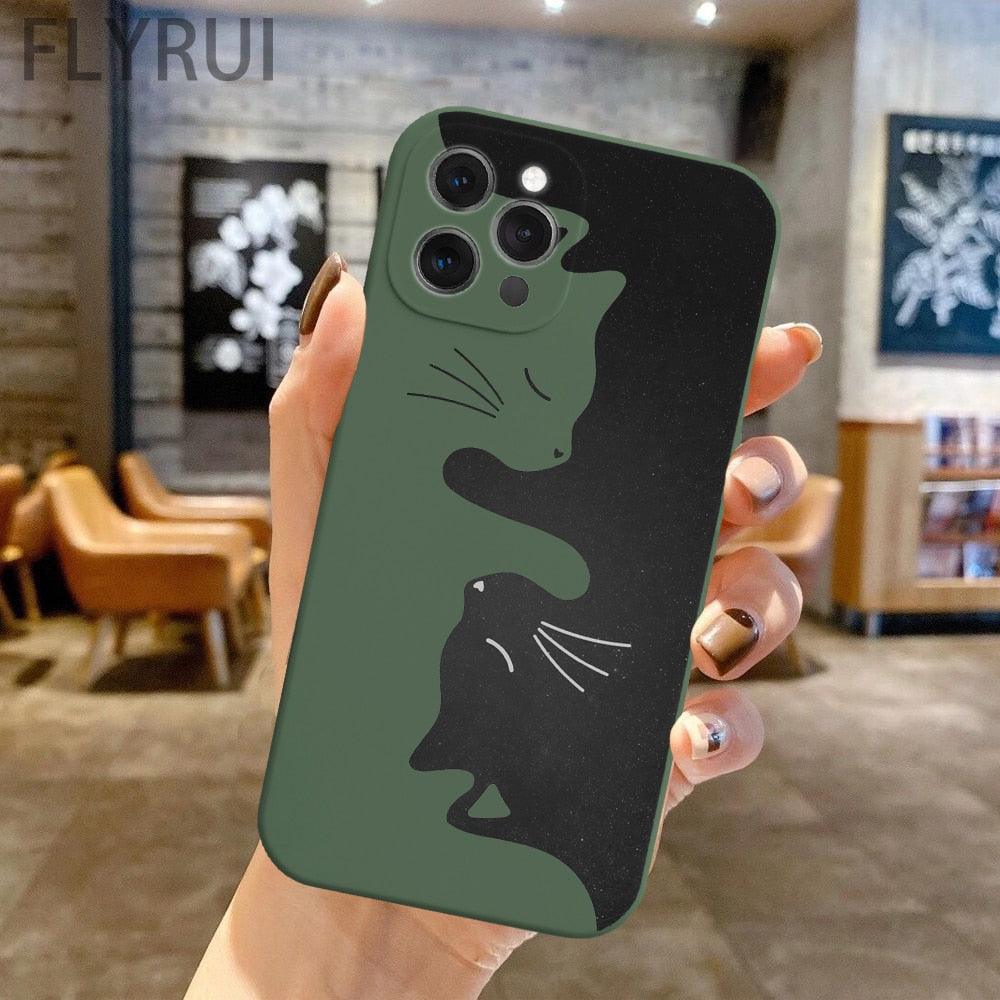 Cute Animals Cat Cartoon Phone Case For iPhone 11 12 13 Pro Max X XR XS Max 7 8 Plus SE 2020 Clear Soft Transparent Silicone Pattern Ultra Thin Shockproof Back Cover by Stevvex