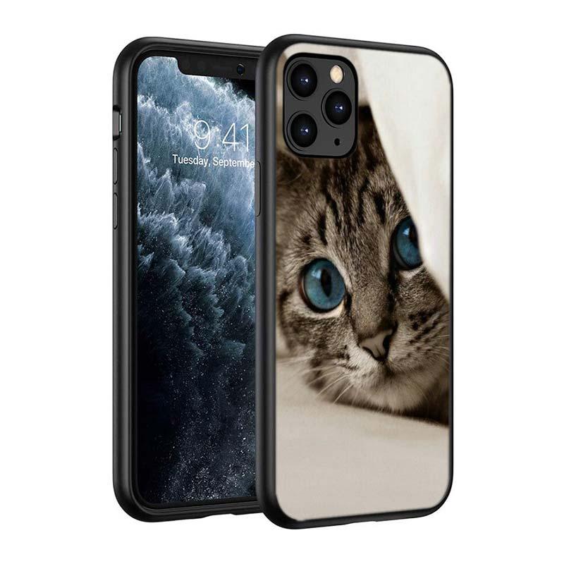Black Big Eye Cat Cover Phone Case For iPhone 14 13 12 11 Pro Max Mini XS Max X XR Silicone Black Anti-Fingerprint Anti-Fall Clear Soft Anti-Yellow Cover Silicone Case by Stevvex