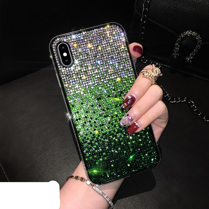 Luxury Shiny Glitter Diamond Phone Case For iPhone 14 13 12 11 Pro Max X Xr Xs 7 8 Plus Fashion Glitter Sparkle Crystal Rhinestone Protective Cover With Soft Case For iPhone by Stevvex