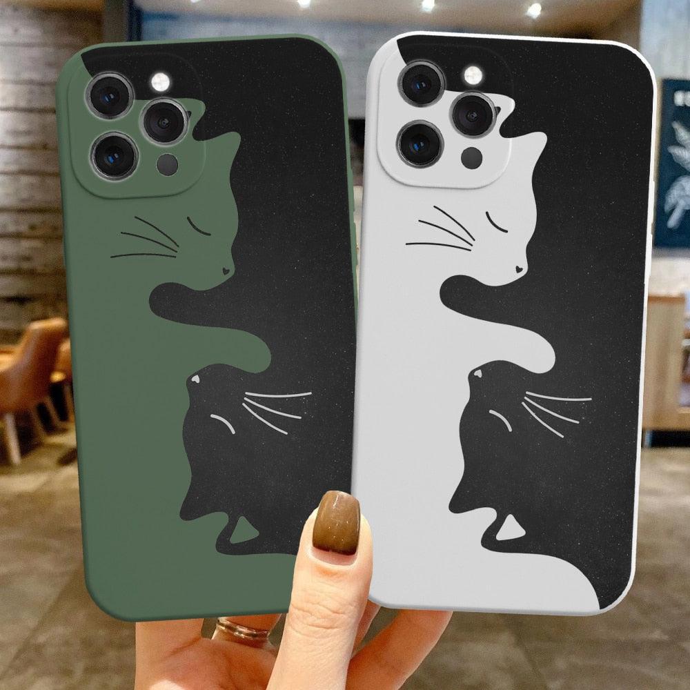 Cute Animals Cat Cartoon Phone Case For iPhone 11 12 13 Pro Max X XR XS Max 7 8 Plus SE 2020 Clear Soft Transparent Silicone Pattern Ultra Thin Shockproof Back Cover by Stevvex