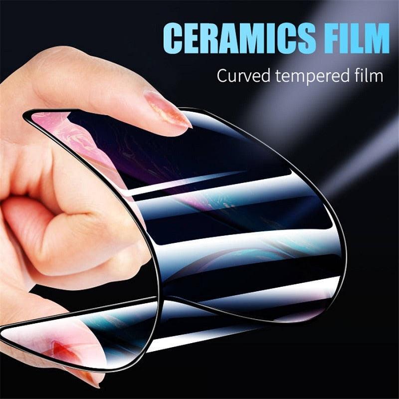 Full Cover Ceramics Screen Protector Explosion-proof Soft Film For iPhone 12 Mini 11 Pro XS Max XR X 8 7 6S Plus SE2 Soft Glass Tempered Glass Screen Protector Compatible iPhone by Stevvex