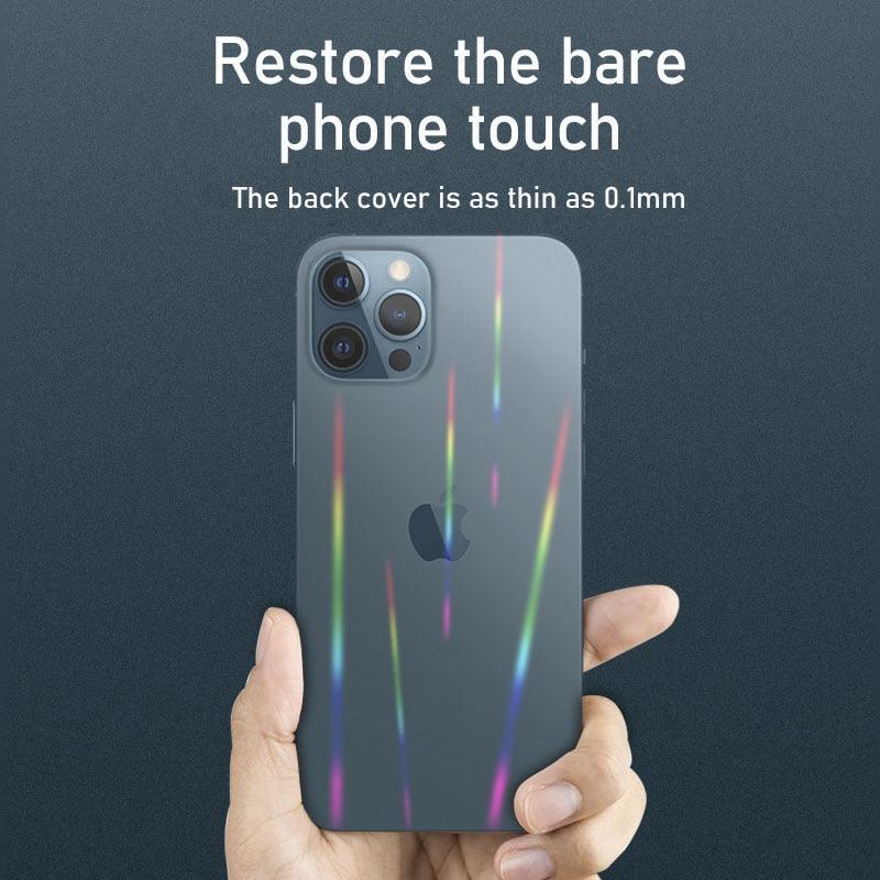 Gradient Laser Aurora Hydrogel Film For iPhone 13 11 12 Pro Max Mini X XS XR 7 8 Plus SE 2 Screen Protector Soft Full Back Cover Thin Scratch Resistant Back Screen Guard for Iphone by Stevvex