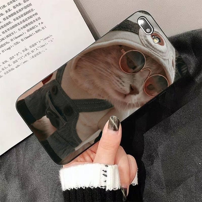 Cute Cat Black Phone Case For IPhone 13 8 7 6 6S Plus X 5 5S SE 2020 XR 11 Pro XS MAX Slim Fit Soft Print Design Flexible Silicone Cover For iPhone by Stevvex